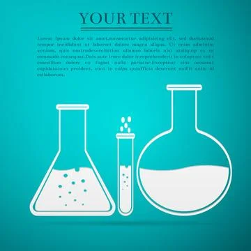 Laboratory glassware flat icon on blue background. Vector Illustration Illustrazione stock