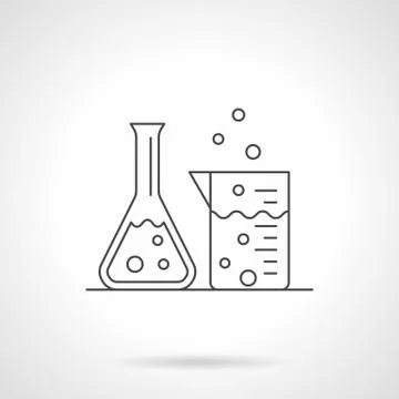 Laboratory glassware flat line vector icon 스톡 일러스트