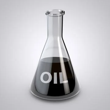 Laboratory glassware with oil. 3D render イラスト素材