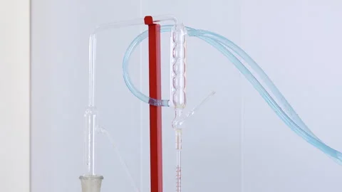 Laboratory Glassware Setup for Distillation: Scientific Equipment, Clean Stock Footage 328755808