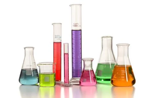 Laboratory Glassware on Table Stock Photos