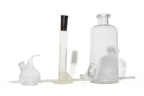 Laboratory glassware - various complex precise equipment. with clipping path Stock Photos