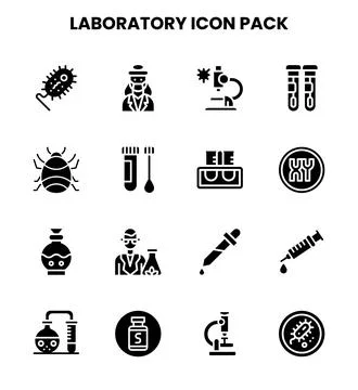 Laboratory Glyph Bundle Icons Pack Stock Illustration