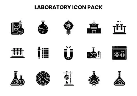 Laboratory Glyph Bundle Icons Pack Stock Illustration