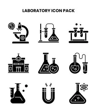 Laboratory Glyph Design Icons Pack Stock Illustration