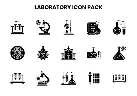 Laboratory Glyph Graphics Icons Pack Stock Illustration