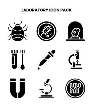 Laboratory Glyph Graphics Icons Pack Stock Illustration