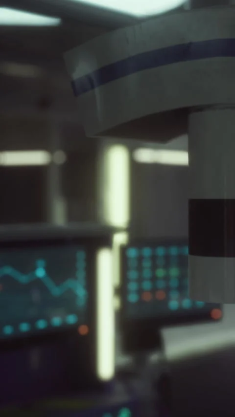 A laboratory has various screens displaying data and graphs Stock Footage 330272758