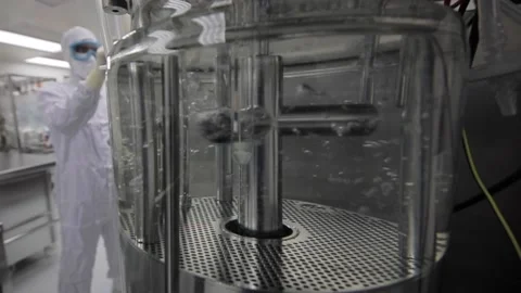Laboratory homogenizer and mixer device and in the background. Stock Footage 152927449