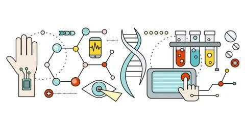 Laboratory with Human DNA. Concept Scientific Stock Illustration