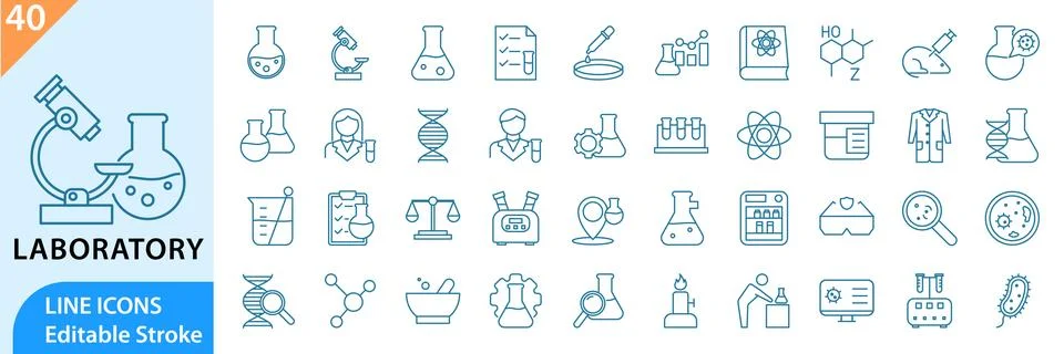 Laboratory icon set Stock Illustration