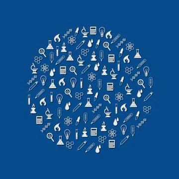 Laboratory icons in circle Illustrazione stock