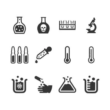 Laboratory Icons - Gray Version Stock Illustration