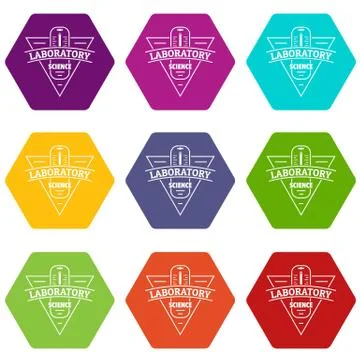 Laboratory icons set 9 Stock Illustration