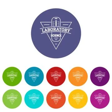 Laboratory icons set color Stock Illustration