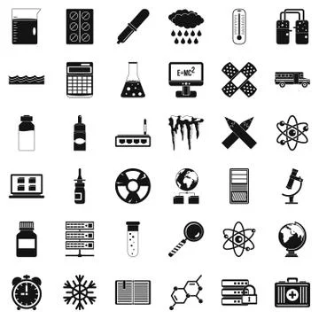 Laboratory icons set, simple style Stock Illustration