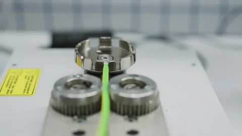 Laboratory industrial equipment testing cable wire extrusion quality process Stock Footage 319503818