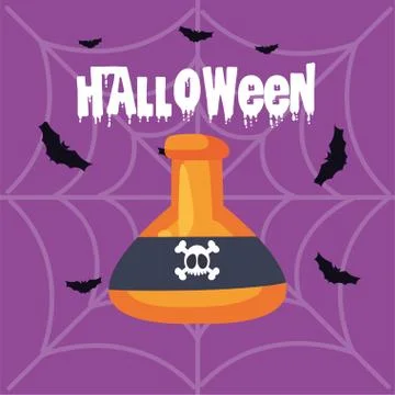 Laboratory instrument with bubbles and label of halloween Stock Illustration