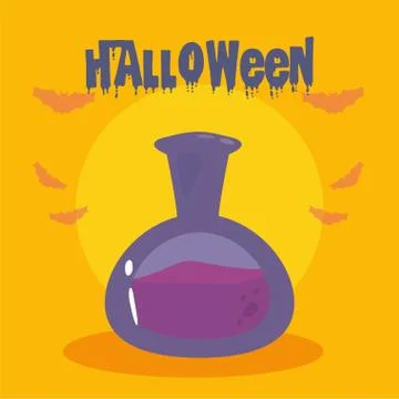 Laboratory instrument with bubbles and label of halloween Stock Illustration
