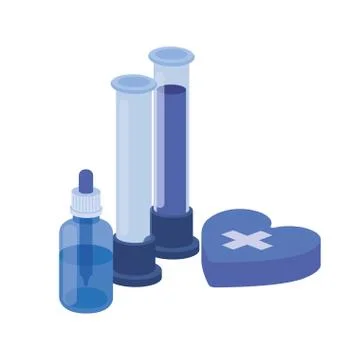 Laboratory instruments with medicines in white background Illustrazione stock