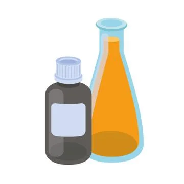 Laboratory instruments with medicines in white background Illustrazione stock