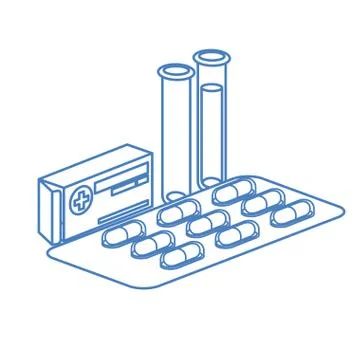 Laboratory instruments with medicines in white background Illustrazione stock