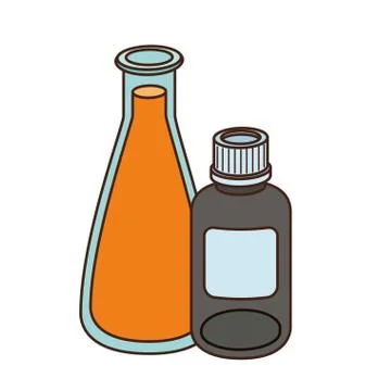 Laboratory instruments with medicines in white background Illustrazione stock