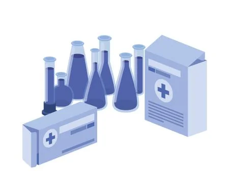 Laboratory instruments in white background Illustrazione stock