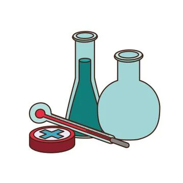 Laboratory instruments in white background Illustrazione stock
