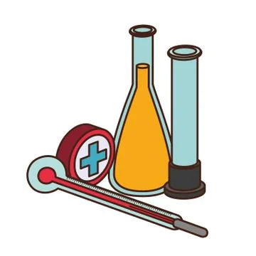 Laboratory instruments in white background Illustrazione stock