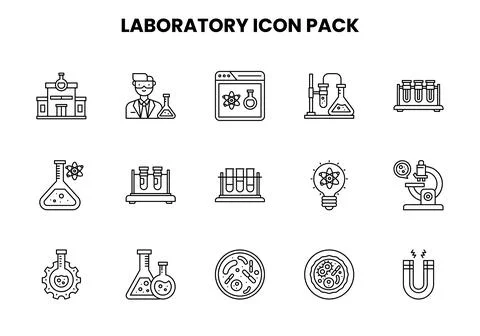 Laboratory Line Collection Icons Pack Ilustración de archivo