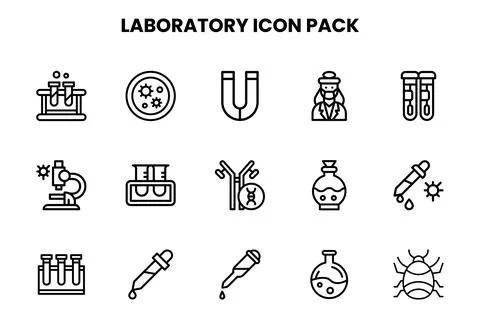 Laboratory Line Collection Icons Pack Stock Illustration