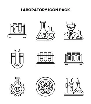 Laboratory Line Graphics Icons Pack Illustrazione stock