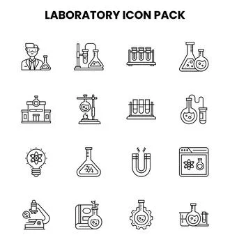 Laboratory Line Graphics Icons Pack Stock Illustration