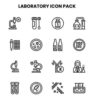 Laboratory Line UI Icons Pack Stock Illustration