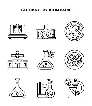 Laboratory Line UI Icons Pack Stock Illustration