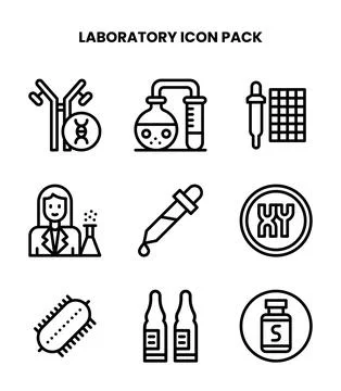 Laboratory Line Vector Icons Pack Stock Illustration