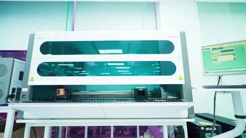 Laboratory Machine gimbal shot slow motion Video stock 158525473