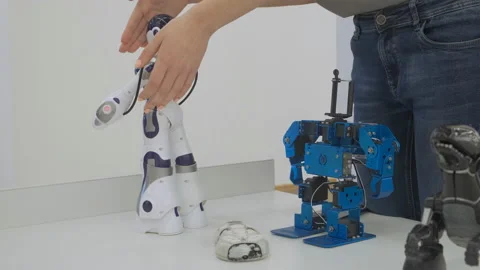 Laboratory of manufacturing robots Stock Footage 107254417