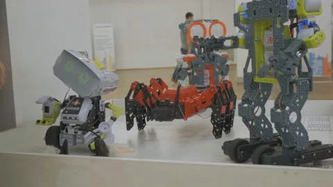 Laboratory of manufacturing robots Stock Footage 107254505