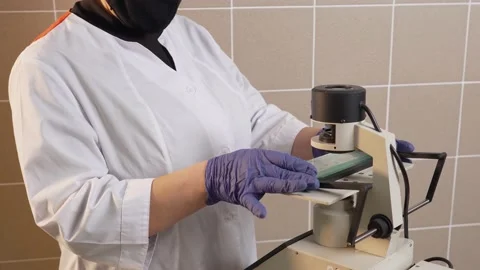 Laboratory of medical developments or inspections. The hands of a female Stock Footage 197000569