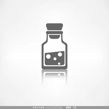 Laboratory medical flask. Application button. イラスト素材