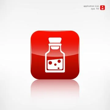 Laboratory medical flask. Application button. Illustrazione stock