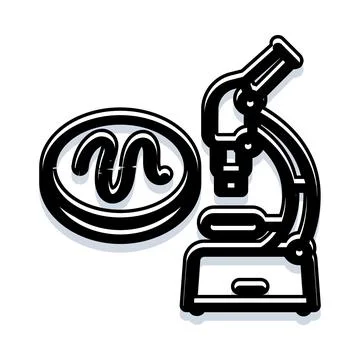 Laboratory microscope analyzing bacteria in petri dish Stock Illustration