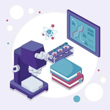 Laboratory microscope and equipment Stock Illustration
