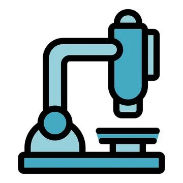 Laboratory microscope focusing on sample for scientific research Stock Illustration
