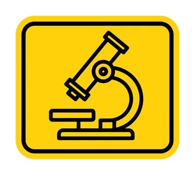 Laboratory Microscope Icon on Bright Yellow Background for Science and Educ.. Stock Illustration
