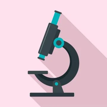 Laboratory microscope icon, flat style Stock Illustration