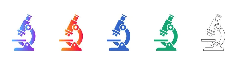 Laboratory Microscope Icon Set Stock Illustration