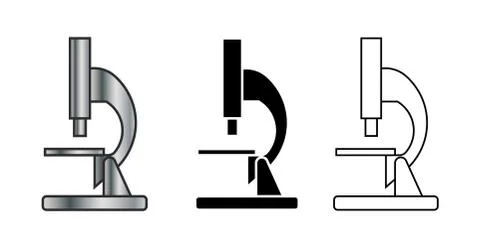 Laboratory microscope icon set isolated Stock Illustration